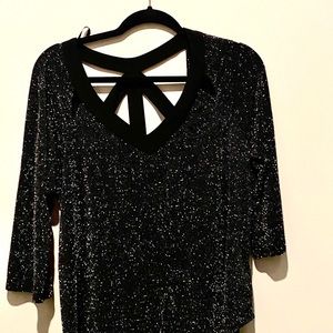 Silver metallic and black blouse